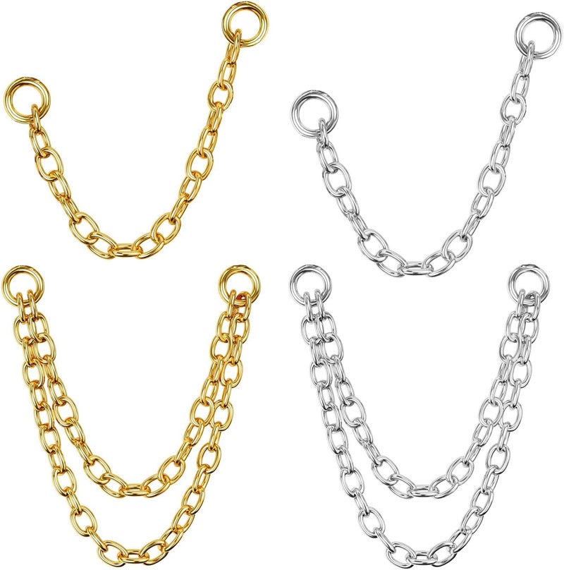 Goenjoy 4Pcs 14K Gold Plated Earrings Connector Chains Set for Women, Convertible Dangle Chain for Double Piercings 50mm - Image 1